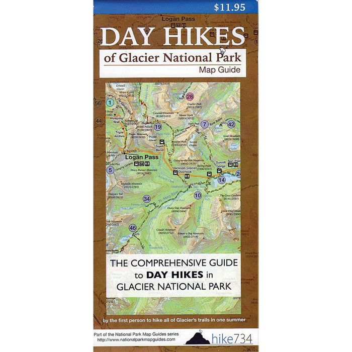 HIKE 734 DAY HIKES OF GLACIER NAT'L PARK MAP GUIDE
