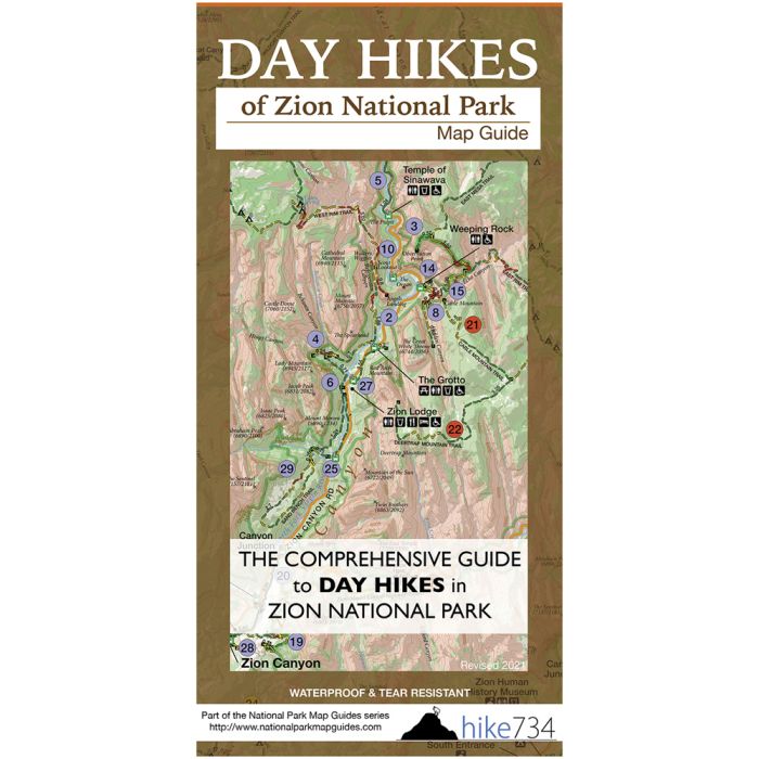 HIKE 734 DAY HIKES ZION NAT'L PARK MAP GUIDE