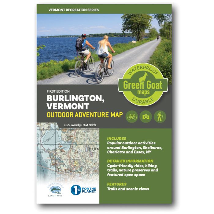 GREEN GOAT MAPS BURLINGTON VERMONT OUTDOOR ADVENTURE MAP