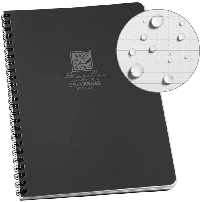 RITE IN THE RAIN SIDE SPIRAL NOTEBOOK BLACK 6 5/8 X 8 1/2