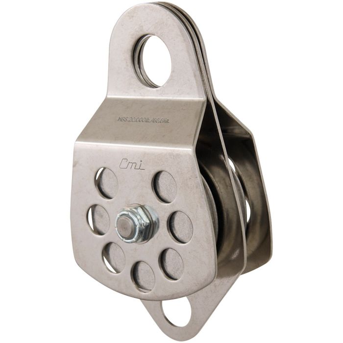 CMI 3" ALUMINUM SHEAVE, STAINLESS STEEL, BALL BEARING DOUBLE PULLEY