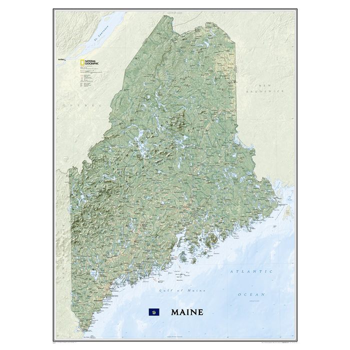 NATIONAL GEOGRAPHIC WALL MAP-MAINE