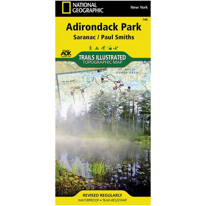 NATIONAL GEOGRAPHIC SARANAC, PAUL SMITH'S ADIRONDACK PARK MAP