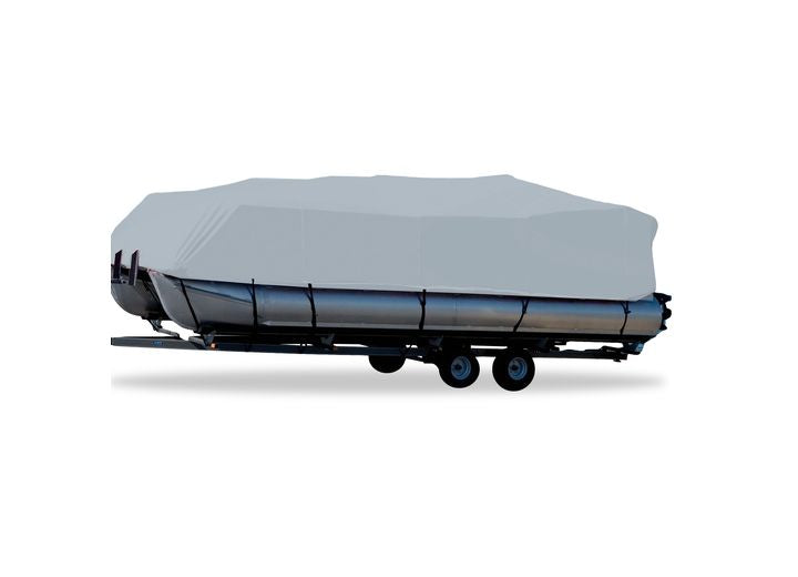 Carver Boat Covers BOAT COVER PONTOONS W/FULLY ENCLOSED DECKS 24 ;W/FOLD DOWN BIMINI TOPS & RAILS ;MIST GRAY