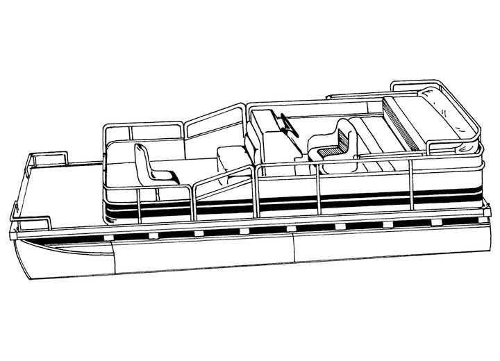 Carver Boat Covers BOAT COVER PONTOONS W/PARTIALLY ENCLOSED DECKS 22 ;W/FOLD DOWN BIMINI TOPS & RAILS ;MIST GRAY