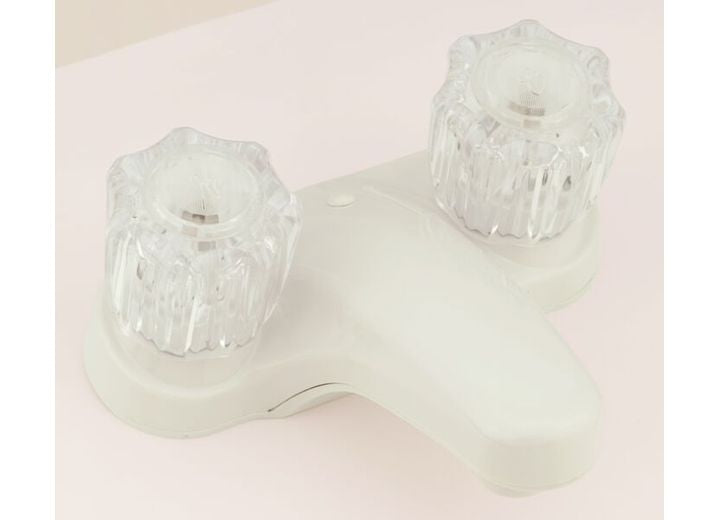 American Brass 4IN PLSTC LAV W/ CRY HDLS WHT