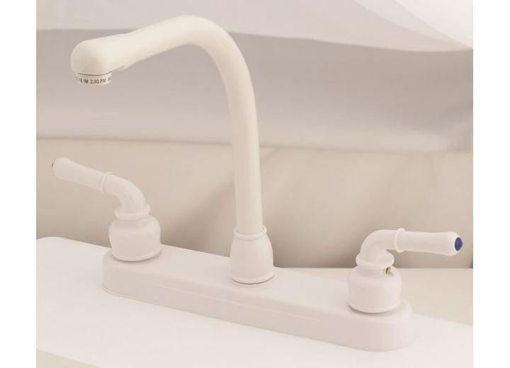 American Brass 8IN PLSTC KIT HI-RISE SPT W/ LVR HDLS WHT