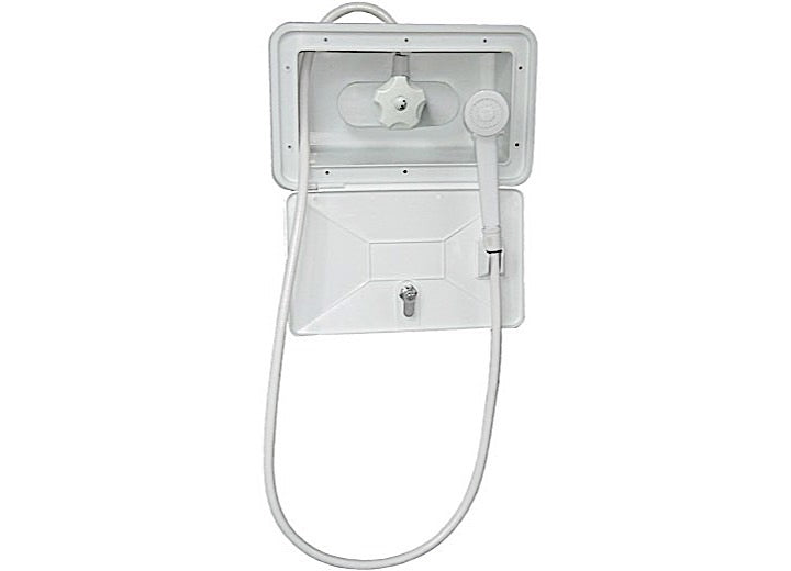 American Brass SHOWER BOX W/ SINGLE LEVER WHITE SHOWER VALVE, SHOWER HOSE & HEAD, WHITE FINISH