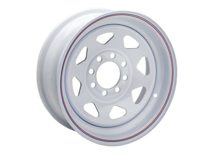 Americana Tire and Wheel 16X6 SPK 8H-6.5 WHITE W/STRIPES (IMPORT) STEEL WHEEL