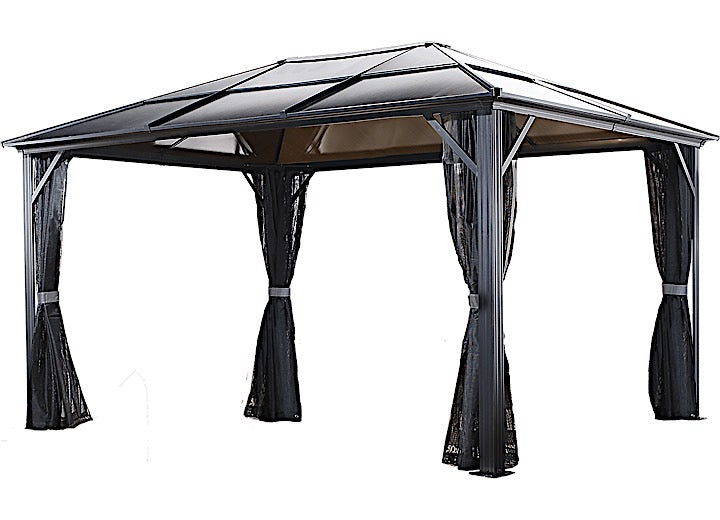 Arrow Storage Products SOJAG Meridien Hardtop Gazebo – 10 ft. x 14 ft., Dark Gray