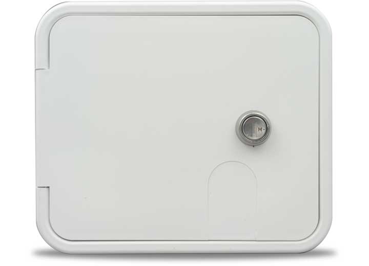 B&B Molders MEDIUM 30/50 AMP ELECTRIC CABLE HATCH, KEY LOCK, POLAR WHITE