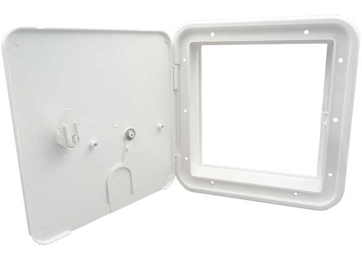 B&B Molders LARGE 30/50 AMP ELECTRIC CABLE HATCH, THUMB LOCK, POLAR WHITE