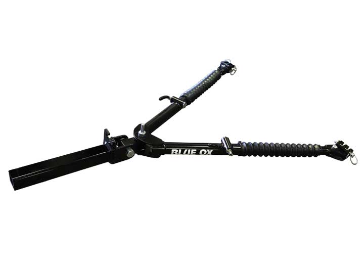 Blue Ox ALPHA 2 TOW BAR, 6,500 LBS TOWING CAPACITY. MOUNTS & STORES ON BACK OF RV. SAFETY CABLES INCLUDED