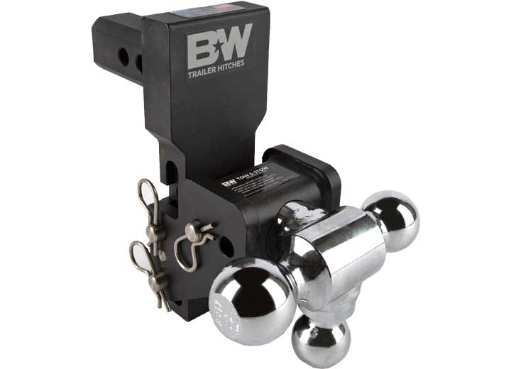 B & W Trailer Hitches BLACK TOW & STOW 2IN SHANK 5IN DROP/6IN RISE 1 7/8IN&2IN&2 5/16IN TRI BALL ADJUSTABLE MOUNT