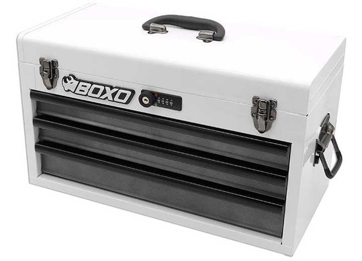 Boxo Tools 3-DRAWER PORTABLE STEEL TOOL BOX, WHITE