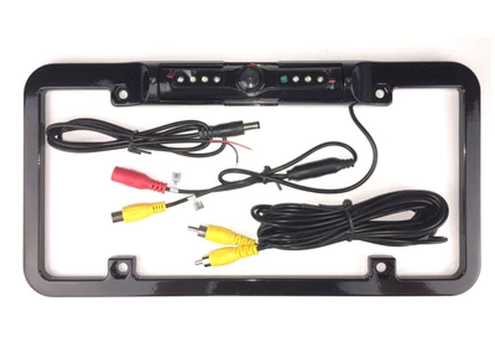 Boyo/Vision Tech FULL-FRAME LICENSE PLATE BACKUP CAMERA W/NIGHT VISION AND ACTIVE PARKING LINES; BLACK
