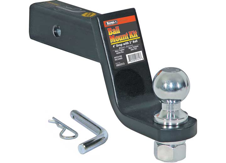 Buyers Products (QTY 1) BALL MOUNT KIT, 4" DROP, 2" BALL W/H.P. BLAC