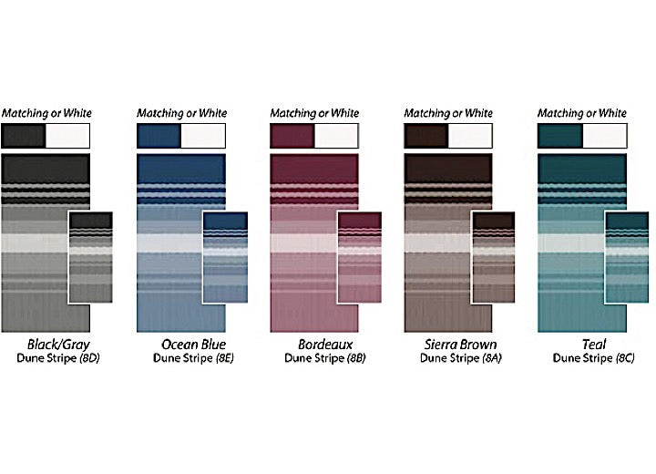 Carefree of Colorado RV AWNING VINYL FABRIC 19FT 2IN, OCEAN BLUE DUNE STRIPE, WHT WEATHERGUARD