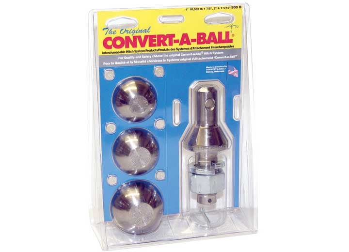 Convert-A-Ball Nickel-Plated Hitch Ball & Shank Set w/ 1" Regular Shank & 1-7/8", 2", & 2-5/16" Balls
