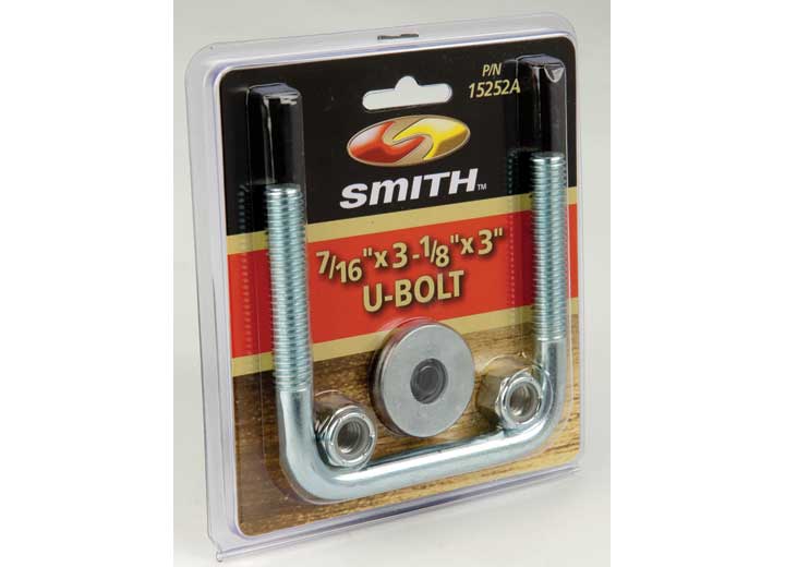 C.E. Smith Company PKG U-BOLT 7/16IN X 3-1/8IN X 3IN W/WASHERS & NUTS, SQUARE