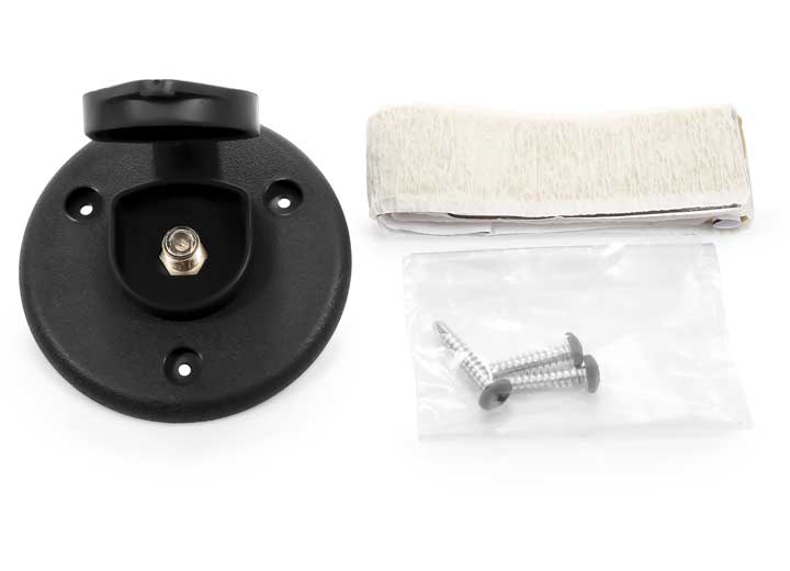 Camco COAXIAL CABLE PLATE W/LARGE CAP, SINGLE, BLACK
