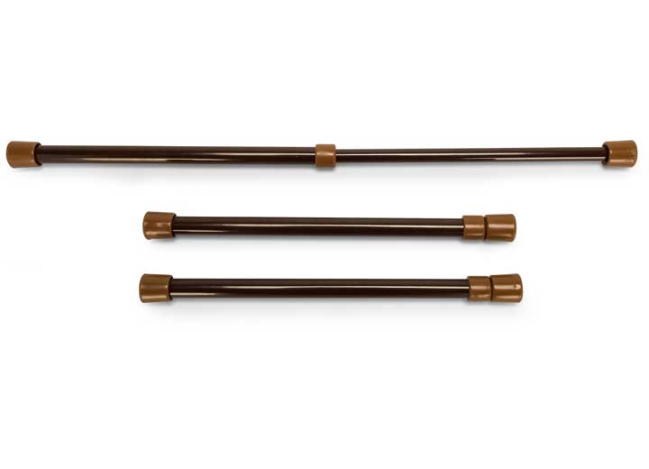 Camco Cupboard Bar (3-Pack) – Extends 10" to 17", Brown
