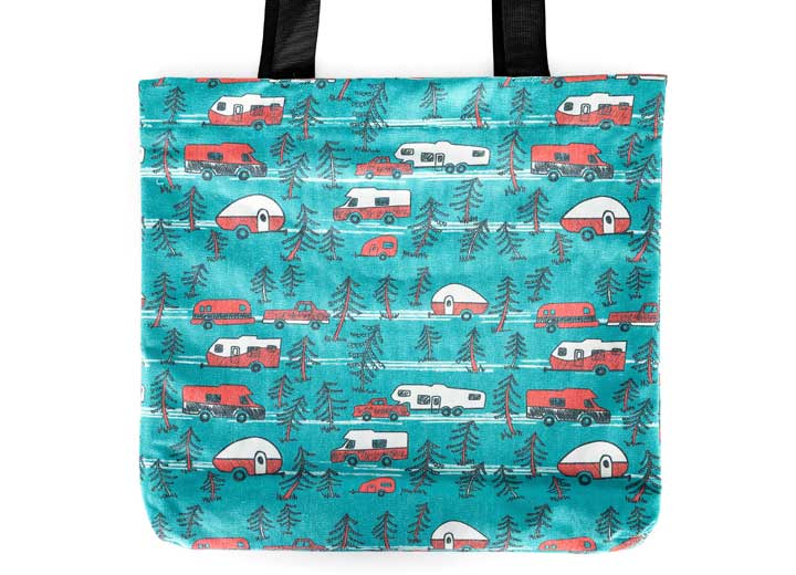 Camco LIBATC, TOTE BAG, RV SKETCH PATTERN ON TEAL
