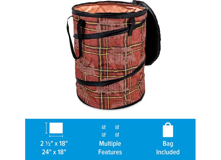 Camco LIBATC, POP-UP UTILITY CONTAINER 18INX24IN, RED PLAID