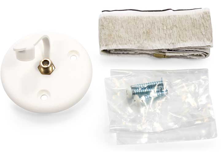 Camco COAXIAL CABLE PLATE W/CAP, SINGLE, WHITE