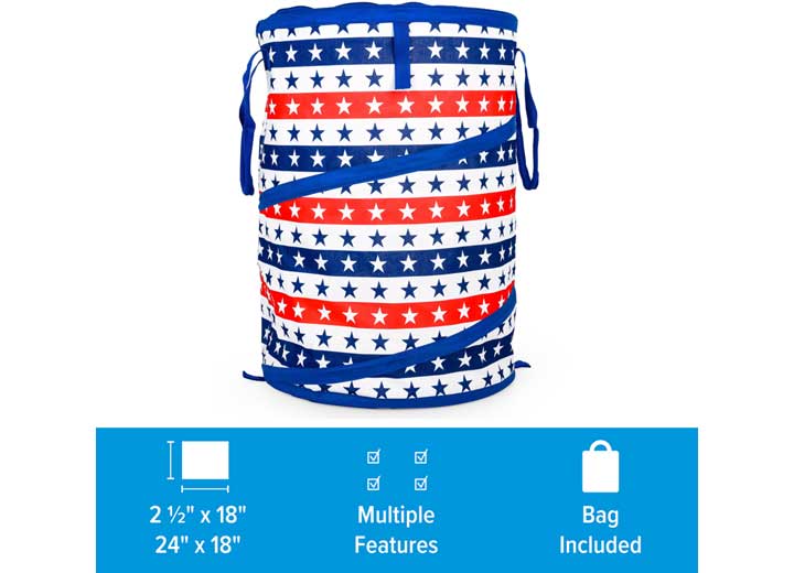 Camco Pop-Up Container - 18" x 24" Blue/Red w/ Stars