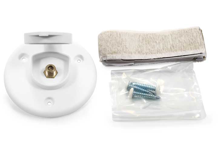 Camco COAXIAL CABLE PLATE W/LARGE CAP, SINGLE, WHITE