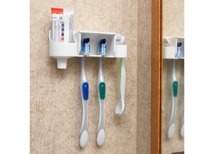 Camco POP-A-TOOTHBRUSH W/PASTE AND FLOSS HOLDER, WHITE (E/F)