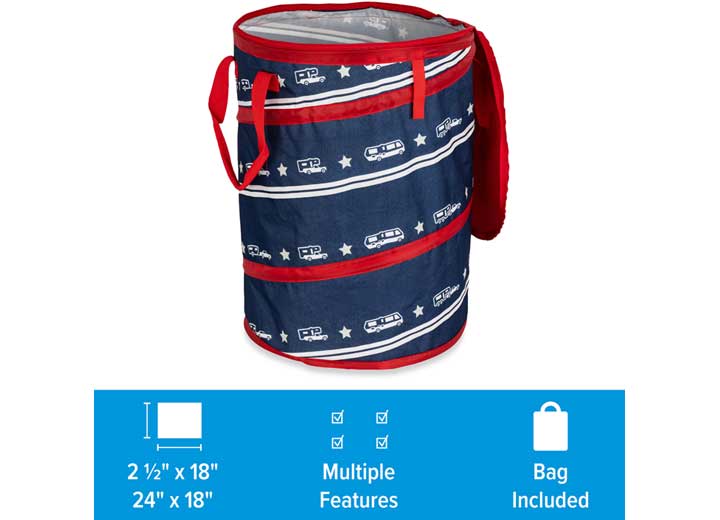 Camco LIFE IS BETTER AT THE CAMPSITE PATRIOTIC POP-UP UTILITY CONTAINER 18IN X 24IN