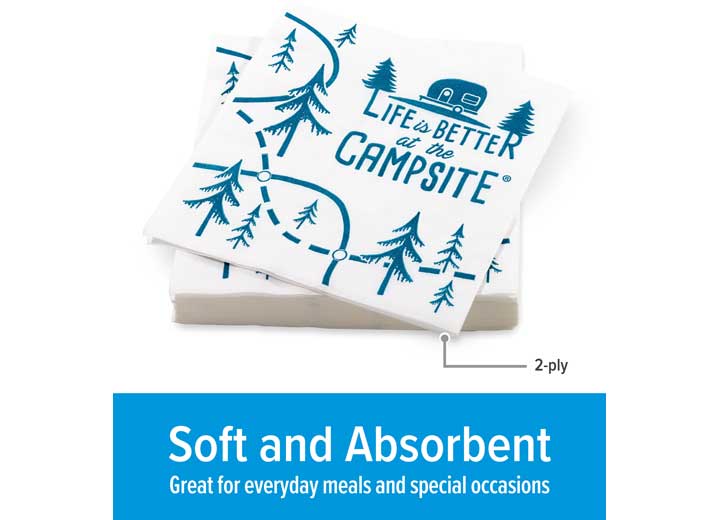 Camco LIFE IS BETTER AT THE CAMPSITE PAPER NAPKINS, MAP DESIGN