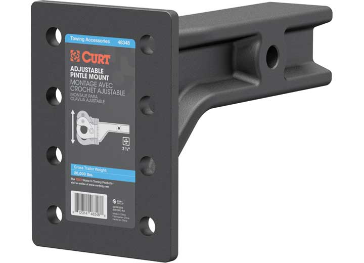 Curt Manufacturing CLASS V ADJUSTABLE PINTLE MOUNT 2 1/2IN SHANK 7 1/4IN H X 10 3/4IN L 20,000LBS