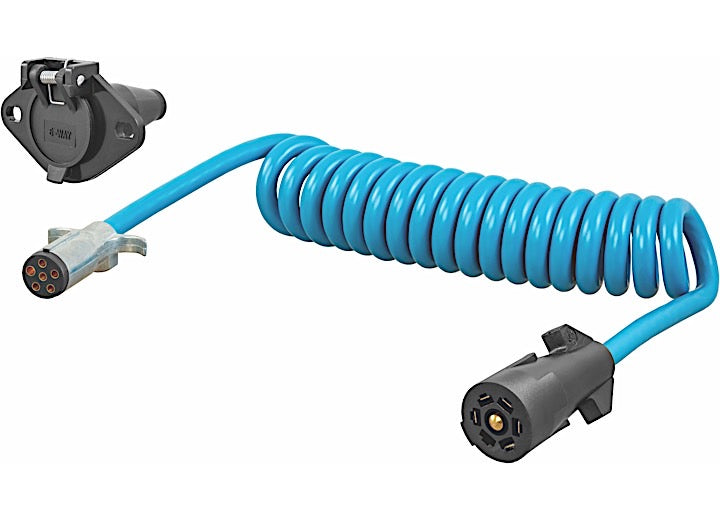 Curt Manufacturing 8FT DINGHY TOWING ADAPTER & SOCKET (7-WAY RV BLADE TO 6-WAY ROUND VEHICLE)