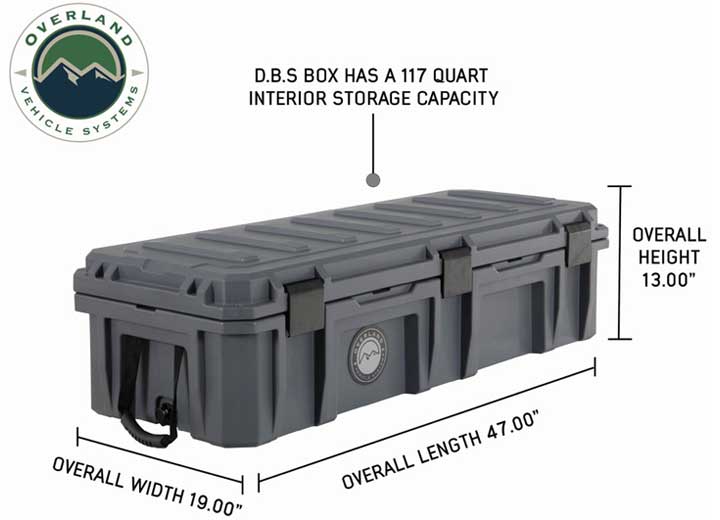 Overland Vehicle Systems / Up Down Air D.B.S. - DARK GREY 117 QT DRY BOX W/WHEELS, DRAIN, AND BOTTLE OPENER