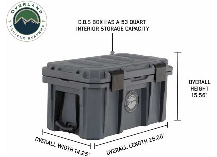 Overland Vehicle Systems / Up Down Air D.B.S. - DARK GREY 53 QT DRY BOX W/WHEELS, DRAIN, AND BOTTLE OPENER