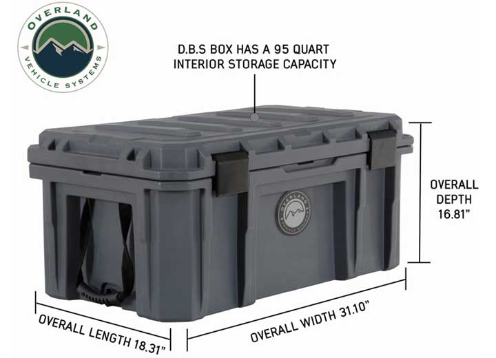 Overland Vehicle Systems / Up Down Air D.B.S. - DARK GREY 95 QT DRY BOX W/WHEELS, DRAIN, AND BOTTLE OPENER