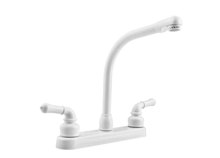 Dura Faucet Classical Hi-Rise RV Kitchen Faucet – White with Classical Handles