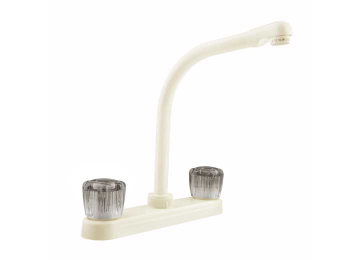 Dura Faucet Hi-Rise RV Kitchen Faucet – Bisque Parchment with Smoked Knobs
