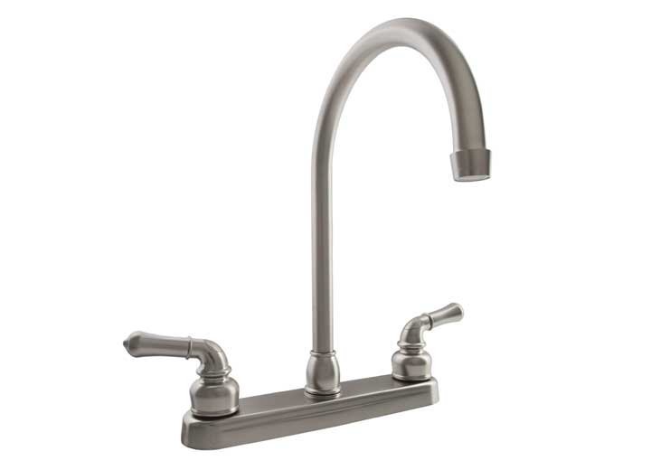 Dura Faucet J-Spout RV Kitchen Faucet – Brushed Satin Nickel with Classical Handles