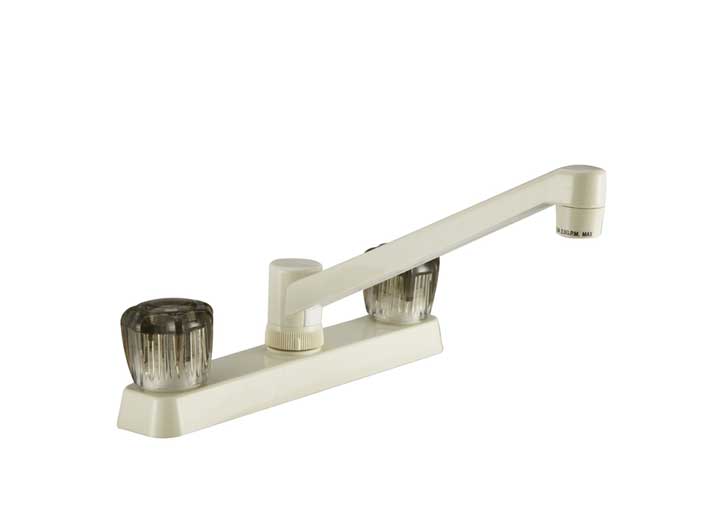 Dura Faucet Two Handle RV Kitchen Faucet – Bisque Parchment with Smoked Knobs