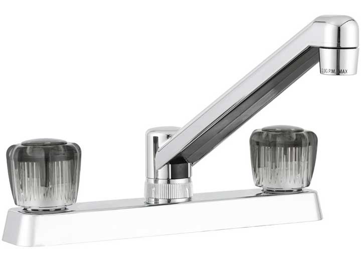 Dura Faucet Two Handle RV Kitchen Faucet – Chrome Polished with Smoked Knobs