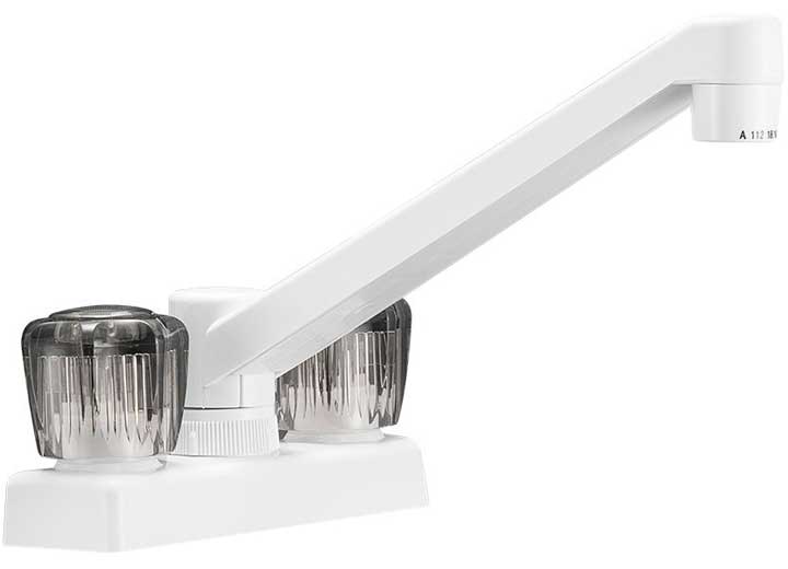 Dura Faucet Two Handle 4" Kitchen/Bar Faucet – White with Smoked Acrylic Knobs