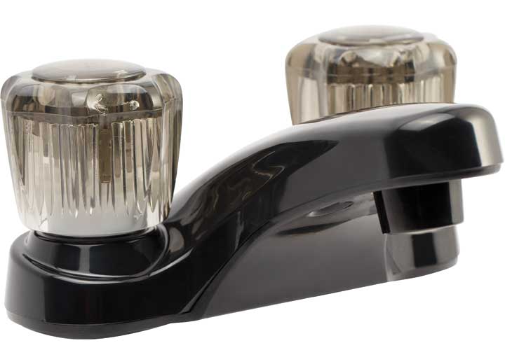 Dura Faucet RV Lavatory Faucet – Black with Smoked Acrylic Knobs