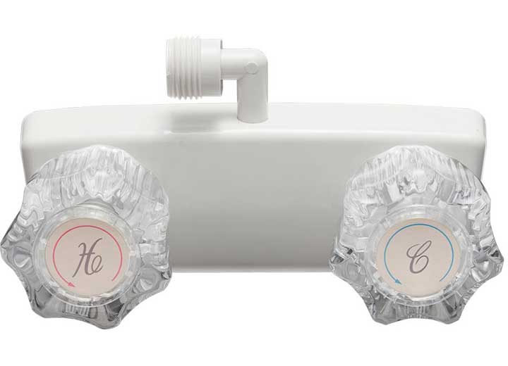 Dura Faucet RV Shower Faucet for Exterior Shower Boxes – White with Crystal Acrylic Knobs