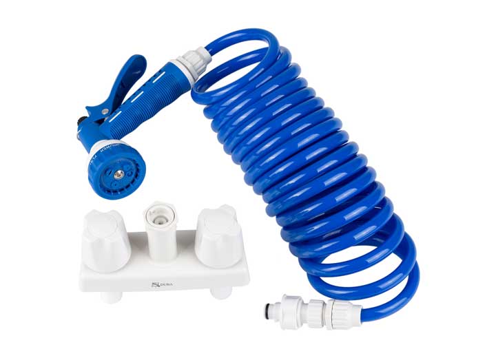 Dura Faucet RV Exterior Quick Connect Spray Faucet Kit – Blue/White