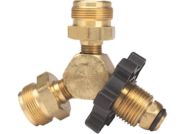 ENERCO PROPANE Y MALE ADAPTER (POL X (2) MALE 1IN 20 THROWAWAY FITTINGS) CLAMSHELL