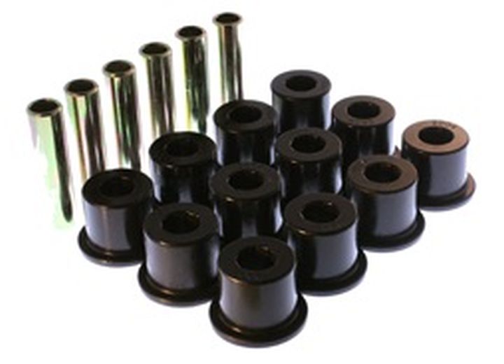 Energy Suspension REAR LEAF SPRING BUSHING SET W/ 1.5IN FRAME SHACKLE-BLK,PERFORMANCE POLYURETHANE